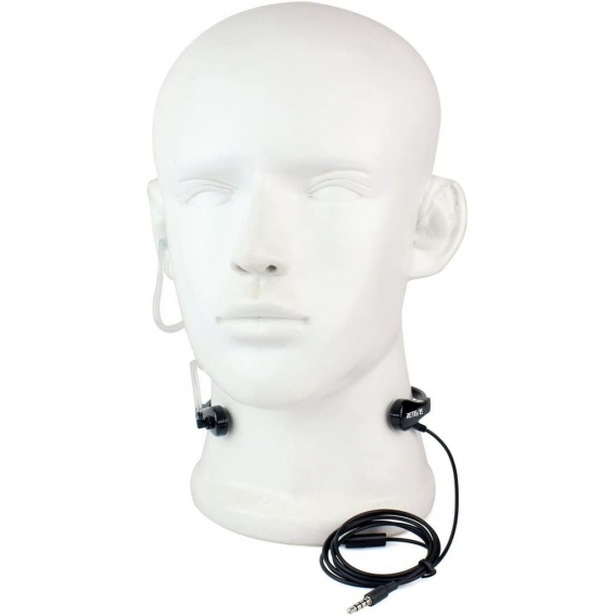 Retevis Kopfhörer mit Kehlkopfmikrofon Headset Ohrhörer Kompatibel mit 1-pin 3.5mm iPhone Samsung HTC LG(2 STK, Schwarz)