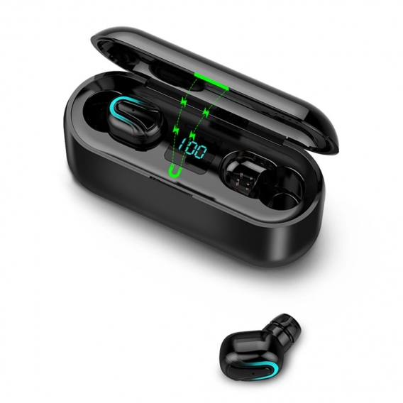 Bluetooth 5.0 TWS Ohrh?rer Echte kabellose Kopfh?rer mit Mikrofon In-Ear-Stereo-Ohrh?rer Twins IPX5 Wasserdichte Sport-Headset-L