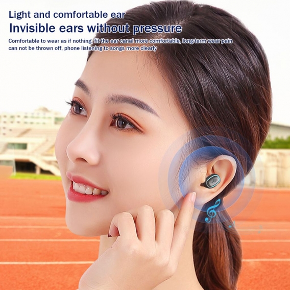 Bluetooth 5.1 Mini TWS Ohrh?rer Echte kabellose Kopfh?rer Touch Control Sport Headset In-Ear-Kopfh?rer mit Mikrofon-Ladekoffer B