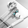 A4 Wired Earphone Dual Driver 3,5 mm Port Bass Stereo In-Ear Sport Wasserdichter Kopfhoerer (Version mit vier Lautsprechern, wei