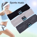 Drahtloses Blautooth-Musiktelefon Yoga Running Elastic Sport Sweatband Stirnband-Schwarz