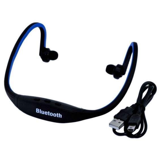 Universal Handfree Sport Bluetooth Drahtloses Headset Stereo-Kopfhoerer Kopfhoerer Blau