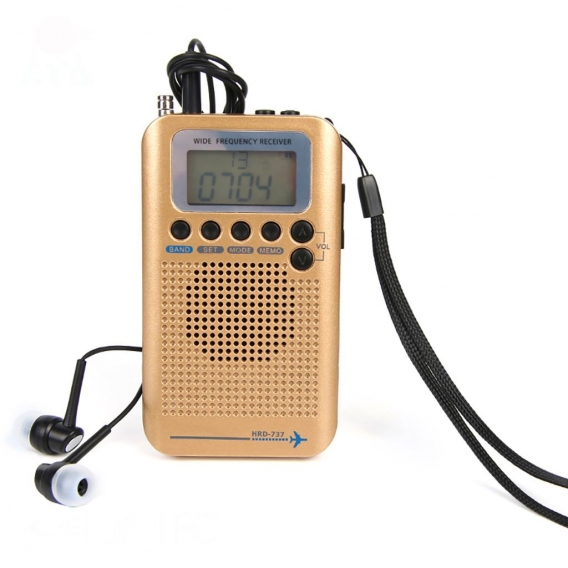 HRD-737 Tragbarer digitaler LCD-Vollband-Stereo-Radioempfänger mit FM / AM / SW / CB / Luft / UKW-Gold