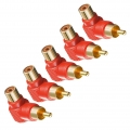 5 Stück RCA Rechtwinklige Steckeradapter Stecker Zu Buchse 90 Grad Rot