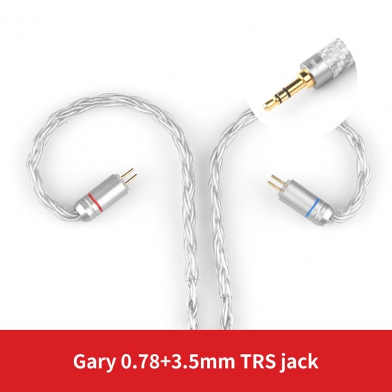 TRN T2 HiFi Upgrade Replaceable Headphone Cable 16 Core Silver Plated 3.5mm Plug Earphone Cord 0,78 mm 2-polig, Farbe：Grau