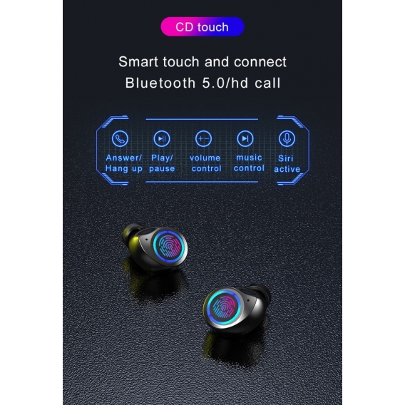 TW80 Drahtloser Ohrhörer Bluetooth 5.0 Ohrhörer Bass HiFi-Stereo-Ohrhörer TWS Mini-Ohrhörer mit Mikrofon + LED-Anzeige Aufladen