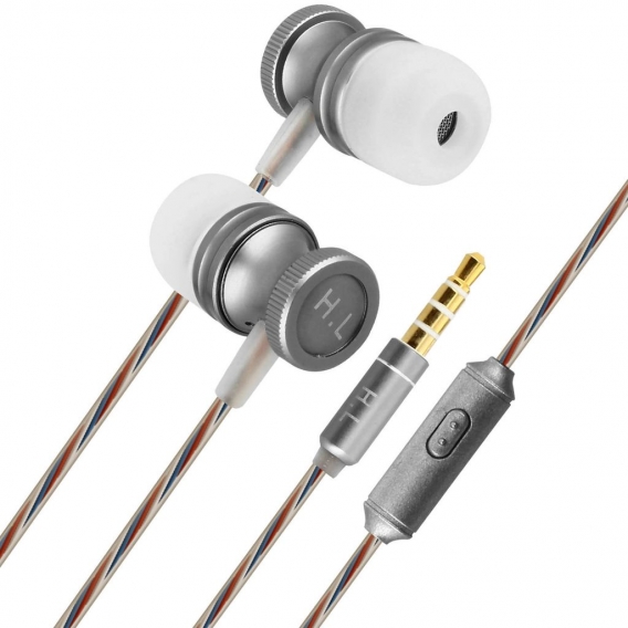 Kabelgebundene In-Ear-Kopfhörer Multifunktionstaste Integriertes Mikrofon Silber