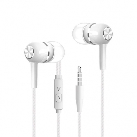 AcserGery Universelle 3,5-mm-In-Ear-Ohrhörer mit Kabel / Metall-Bass-HIFI-Ohrhörer mit Mikrofon für Mobiltelefone