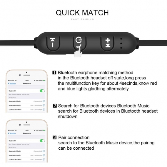 AcserGery Sportkopfhörer Bluetooth 4.2 Wireless Kopfhörer Noise Cancelling Wasserdichte Ohrhörer mit Bulit-in Mic Headset