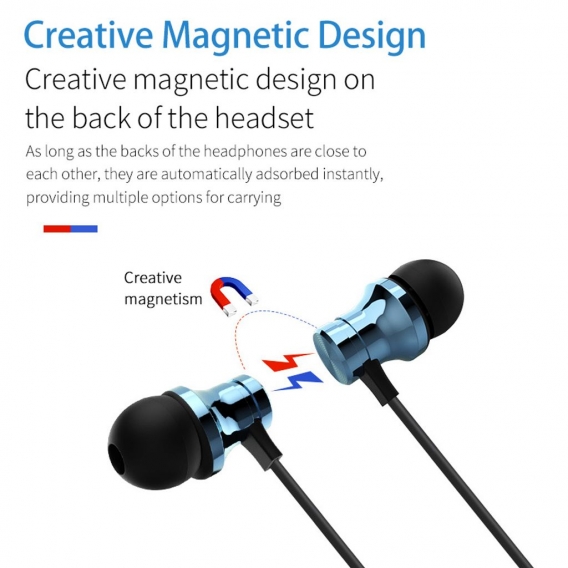 AcserGery Magnetische Sport-Bluetooth-Kopfhörer Stereo Wireless In-Ear Sports WaterproWith Mikrofon