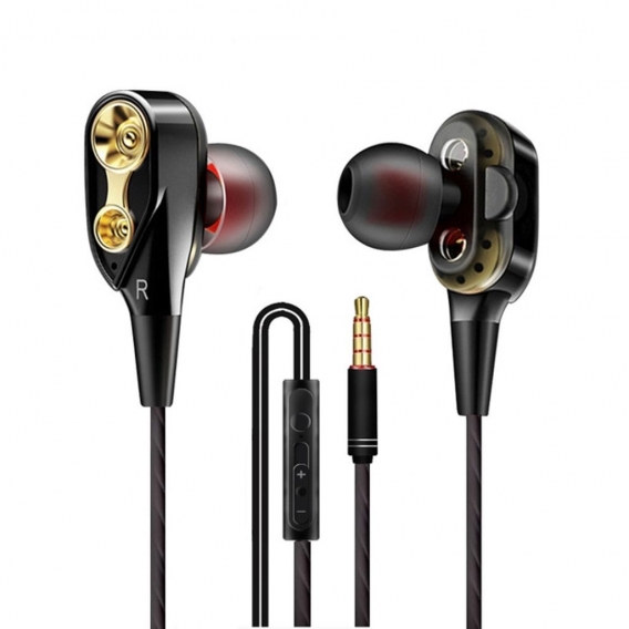 AcserGery 3,5-mm-In-Ear-Kopfhörer mit Kabel / Dual-Drive-Stereo-Ohrhörer / Sport-Headset mit Mikrofon für Universal-iOS-iPhone-A