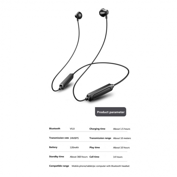 AcserGery BT95 Wireless Bluetooth 5.0 Kopfhörer / Mikrofon Sport 9D Sound Music Headset IPX5 Wasserdichte Ohrhörer