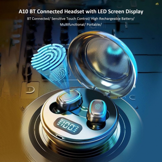 AcserGery A10 BT Connected Headset Kopfhörer Ohrhörer Ohrenschützer LEDs Empfindlicher berührender binauraler Lautsprecher IPX4 