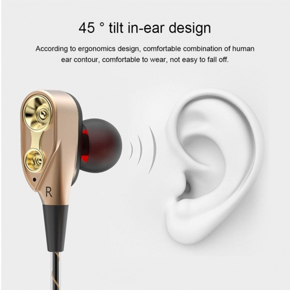 AcserGery Double Unit Drive In Ear Kopfhörer Bass Subwoofer Kopfhörer für Telefon DJ Mp3 Sport Kopfhörer Headset Ohrhörer