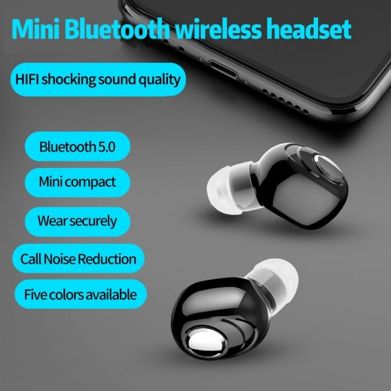 AcserGery Mini Wireless Bluetooth 5.0 Kopfhörer Tragbarer drahtloser Ohrhörer im Ohr Sport mit Mikrofon-Freisprech-Headset-Kopfh