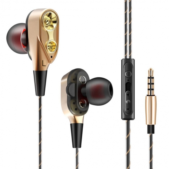 AcserGery In-Ear-Kopfhörer mit Mikrofon Dynamische Dual-Treiber-Kopfhörer-Audiomonitore Kopfhörer-Rauschunterdrückung HiFi-Musik