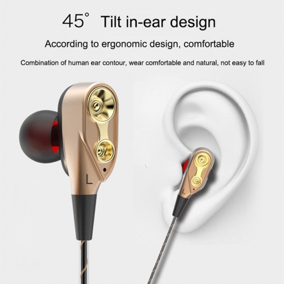 AcserGery In-Ear-Kopfhörer mit Mikrofon Dynamische Dual-Treiber-Kopfhörer-Audiomonitore Kopfhörer-Rauschunterdrückung HiFi-Musik