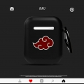 AirPods Hülle Schutzhülle Naruto Akatsuki Logo kompatibel mit Apple AirPods 1/2 Airpod 1/2 Silikonhülle Karabinerhaken