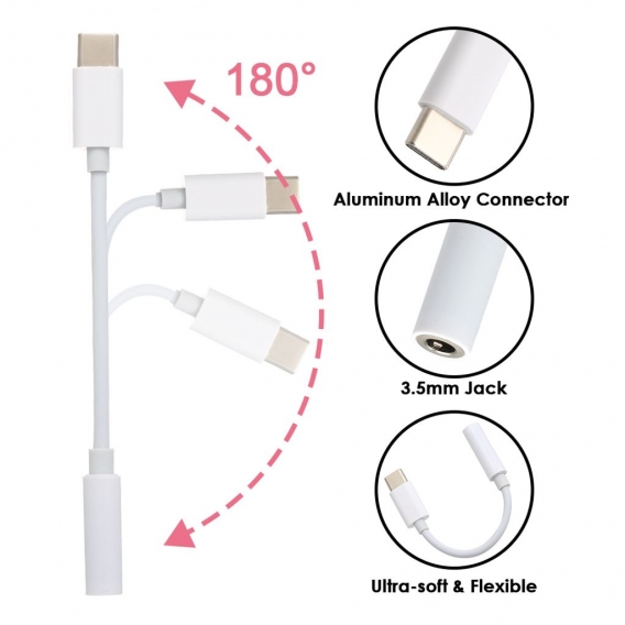 USB C auf 3,5 mm Kopfh?rerbuchse Adapter mit Digital Audio Kabel Typ C Klinkenadapter fš¹r HUAWEI XIAOMI OPPO SAMSUNG