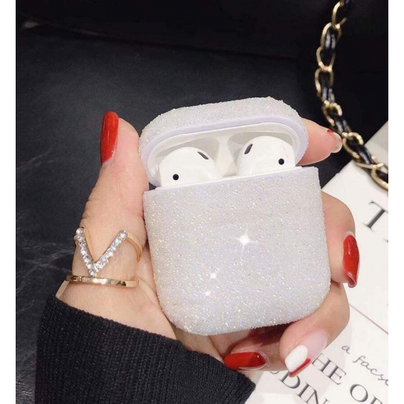 Airpods Hülle,Airpods Hülle Case,Schön Orange Glitzer Strass Hard Silikonhülle Kratzfeste Schutzhülle Transparent Liquid Skin De