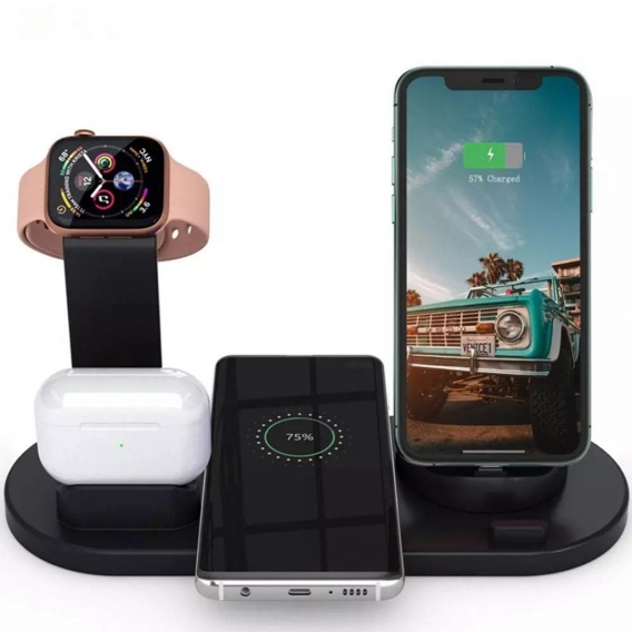 4 in 1 Schnellladestation für iPhone 12 11 XR XS Max 8 7 Samsung S20 S10 USB-Ladegerät für Apple Watch 3 4 5 6 AirPods Pro