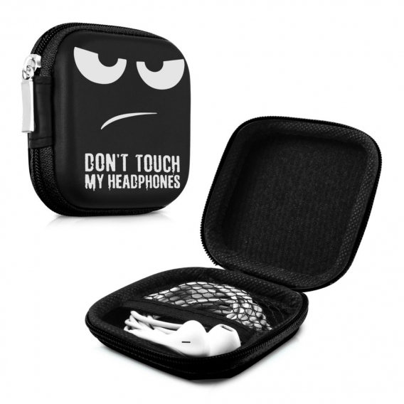 kwmobile In-Ear Kopfhörer Tasche - In Ear Headphones Schutztasche - Earphones Etui Case Cover Hülle für Kopfhörer Don't touch my