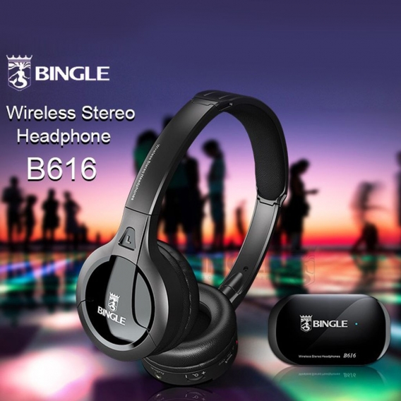 BINGLE B616 Multifunktions-Wireless-Stereo-Kopfhörer auf Ohr-Headset FM-Radio verdrahteter Kopfhörer-Transmitter für MP3-PC-TV-S