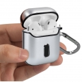 kwmobile Hülle kompatibel mit Apple Airpods 1 & 2 - Hardcover Schutzhülle Alu Case Kopfhörer - Silber Schwarz