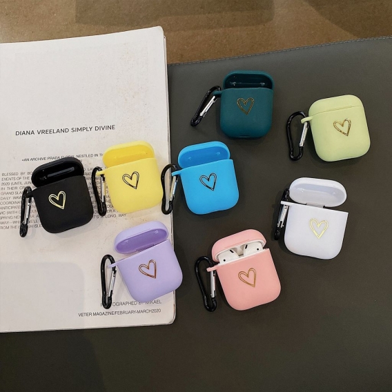 Hülle für Airpods Pro, weiche Schutzhülle mit goldenem Herzmuster und Karabiner, Bluetooth Kopfhörer Skin Ultradünne Hautschutzh