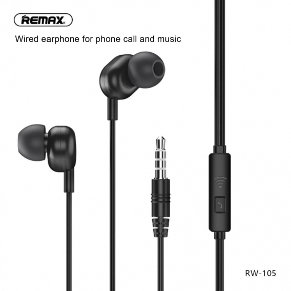 Remax RW-105 In-Ear Clear Sound Kabelgebundener Kopfh?rer Stereo-Ohrh?rer mit Mikrofon fš¹r Telefonanruf Musik Kopfh?rer mit 3,5