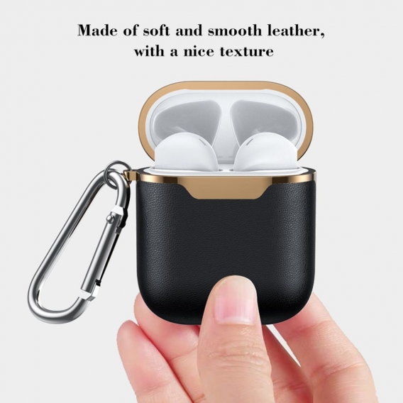 Ledertasche kompatibel mit Airpods Drahtlose Kopfhoererabdeckungen Kompatibel mit Air Pods Kopfhoererbox Schutzhuelle mit Klette