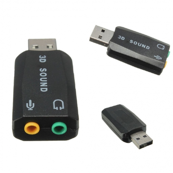 Pyzl 3D Audio Soundkartenadapter USB 2.0 auf 3,5 mm Mikrofon Kopfhörer Stereo Headset 5.1 CH