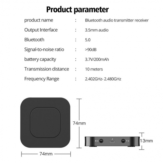 AcserGery Neuer Bluetooth 5.0 Sender und Empfänger Wireless Adapter 3,5 mm AUX USB Audio Musik Stereo für Auto TV PC Lautspreche