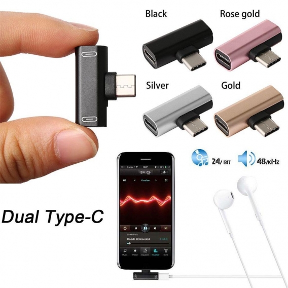 AcserGery Universal-Typ-C-zu-Typ-C-Adapter, Mini-Kopfhörerbuchse, Audiokonverter, USB-C, Metall-Schnellkabelanschluss, AUX-Split