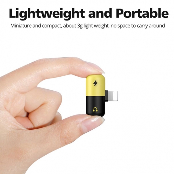 AcserGery Typ-C-Adapter iPhone/Typ-C Verbesserter Mini-Kapsel-Audio-Splitter-Adapter Lightning-Ladeadapter