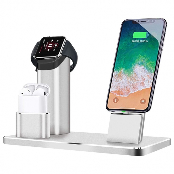 Kabelloses,Ladegerät,,3-in-1-Ladegerät,für,iPhone/iWatch/AirPods,,Qi-e,Ladestation