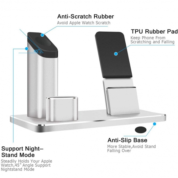 Kabelloses,Ladegerät,,3-in-1-Ladegerät,für,iPhone/iWatch/AirPods,,Qi-e,Ladestation