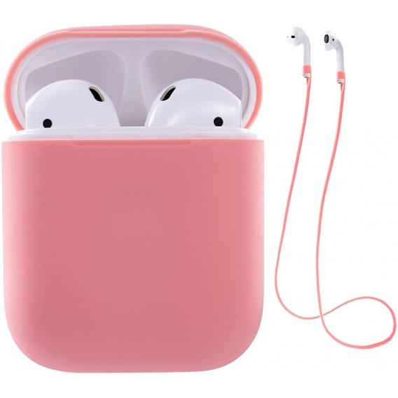 AcserGery Hülle Kompatibel mit Airpods 1. kompatibel mit Apple AirPods 1 Case(Korallrot). for Schutzhülle aus Silikon mit Karabi