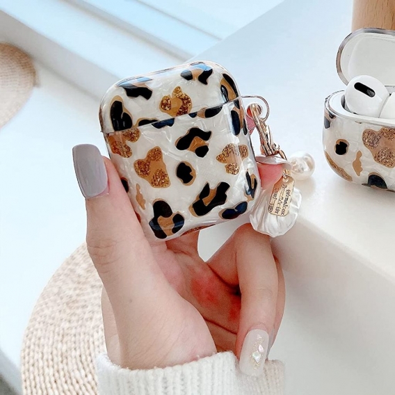 AcserGery Cute Leopard Case für AirPods 1&2, stoßfeste 360° Ganzkörper-Schutzhülle für Frauen und Mädchen, kompatibel mit Apple 