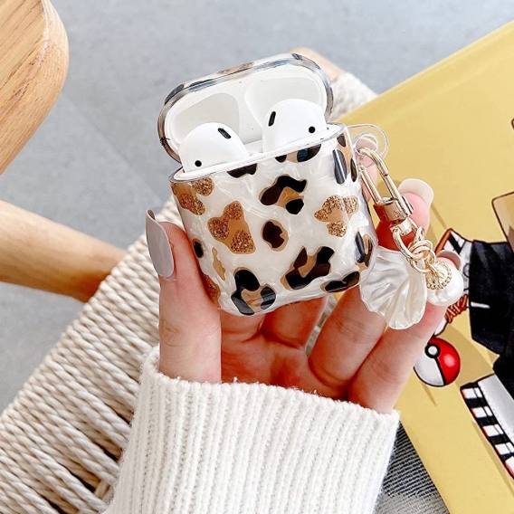 AcserGery Cute Leopard Case für AirPods 1&2, stoßfeste 360° Ganzkörper-Schutzhülle für Frauen und Mädchen, kompatibel mit Apple 