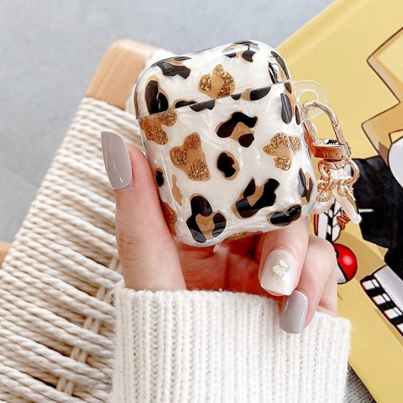 AcserGery Cute Leopard Case für AirPods 1&2, stoßfeste 360° Ganzkörper-Schutzhülle für Frauen und Mädchen, kompatibel mit Apple 