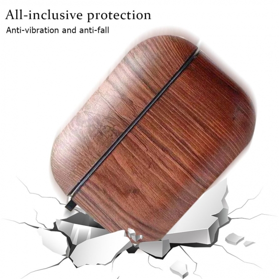 AcserGery Für Apple Airpods 1/2 Pro Wood Grain Design Case Hard PC Transparente Kopfhörerabdeckung mit Haken