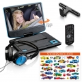 Lenco DVP-920BU - 9 Zoll tragbarer DVD-Spieler mit Kopfhörer und Kopfstützenbefestigung - integrierter Akku - USB-Eingang - Blau