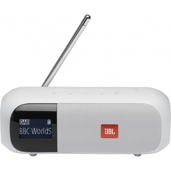 JBL Tuner 2, Tragbarer Blue­tooth-Laut­spre­cher, DAB/&＃8201 DAB+/&＃8201 UKW Radio, kabellos, weiß