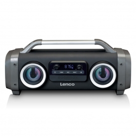 More about Lenco SPR-100BK - Spritzwasserfester Bluetooth-Lautsprecher UKW Radio USB und SD mit Lichteffekten - Schwarz