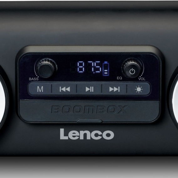 Lenco SPR-100BK - Spritzwasserfester Bluetooth-Lautsprecher UKW Radio USB und SD mit Lichteffekten - Schwarz