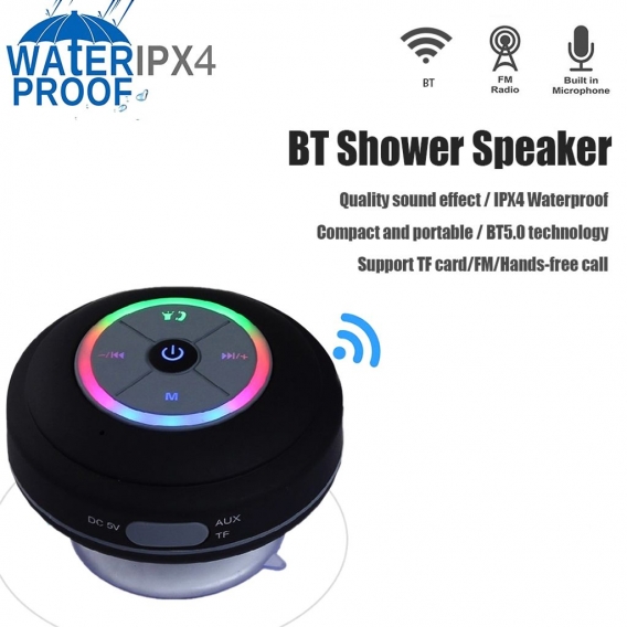 Mini Wireless Wasserdicht Bluetooth Lautsprecher mit LED-Licht Stereoklang für Pool Beach Outdoor Party Wandern Camping