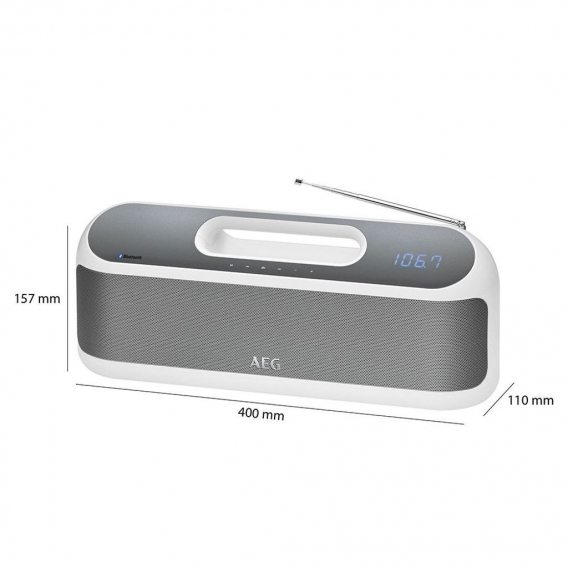 AEG Bluetooth-Stereolautsprecher mit Radio SR 4842 BTS Weiß