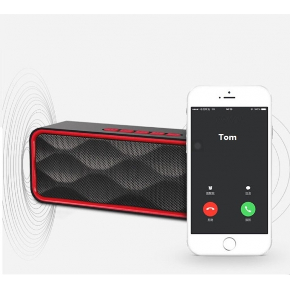 Ultra laute Bluetooth-Lautsprecher mit hohem Bass Tragbare drahtlose 3D-Stereo-FM für den Außenbereich Rot