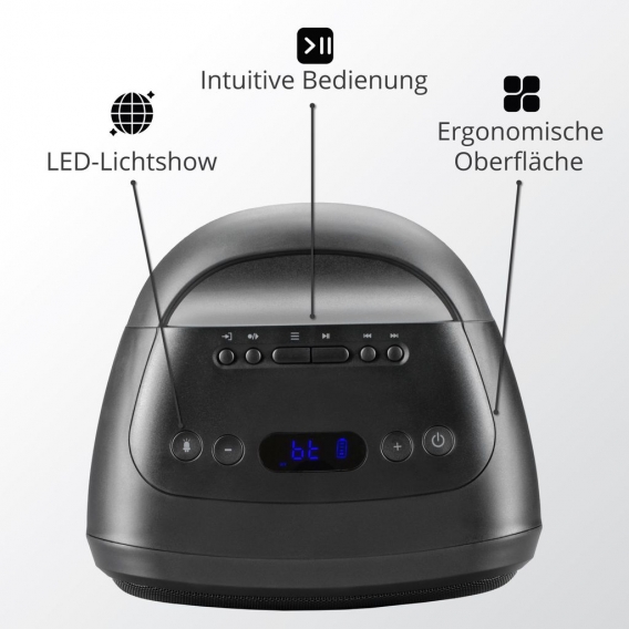 AKAI Tragbarer Bluetooth-Lautsprecher mit Stativ, USB, und Mikrofon ABTS-S6